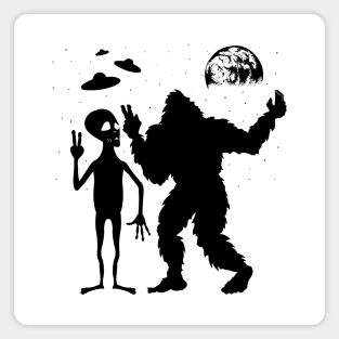 Bigfoot And Alien Take Selfies Magnet
